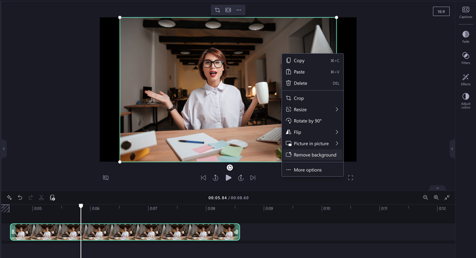 Clipchamp IA reducción de ruido y eliminación de fondo